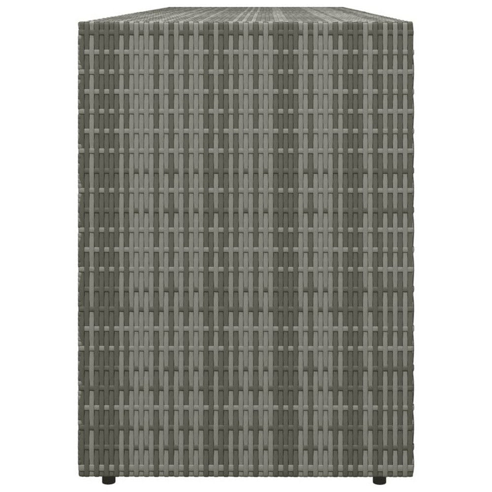 Outdoor Storage Cabinet 78’’ Gray Poly Rattan and Brown Solid Wood BM326255