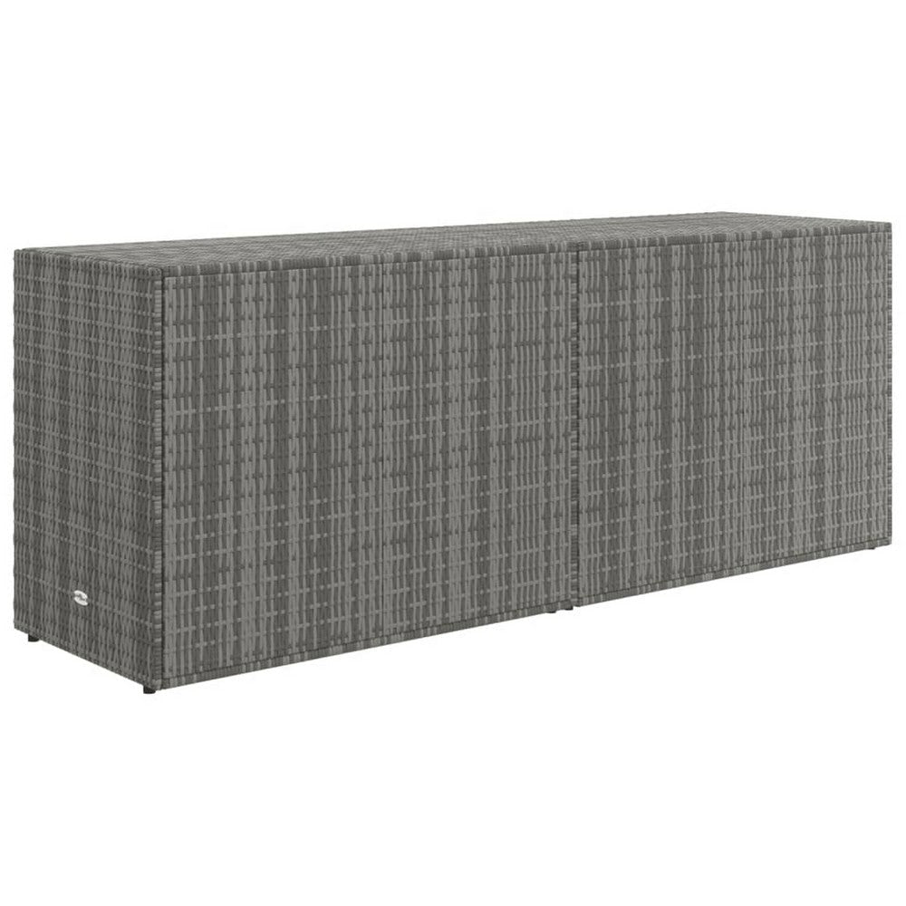 Outdoor Storage Cabinet 78’’ Gray Poly Rattan and Brown Solid Wood BM326255