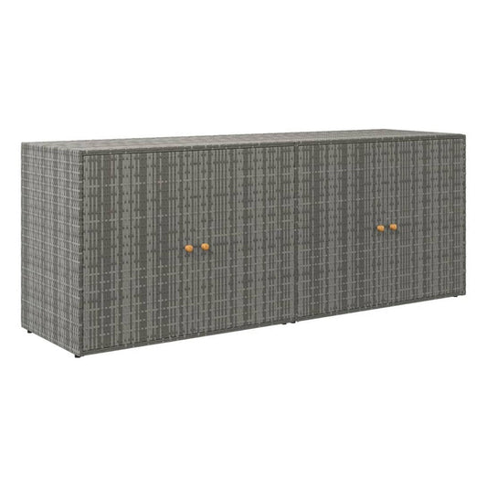 Outdoor Storage Cabinet, 78" Gray Poly Rattan and Brown Solid Wood