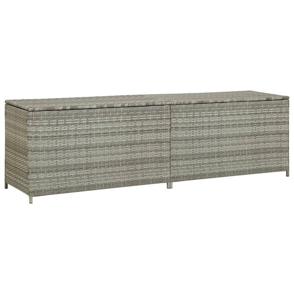 Outdoor Storage Cabinet, 79" Light Gray Poly Rattan and Metal Frame