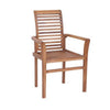 Outdoor Set of 8 Stacking Dining Chair Slatted Brown Teak Wood BM326260