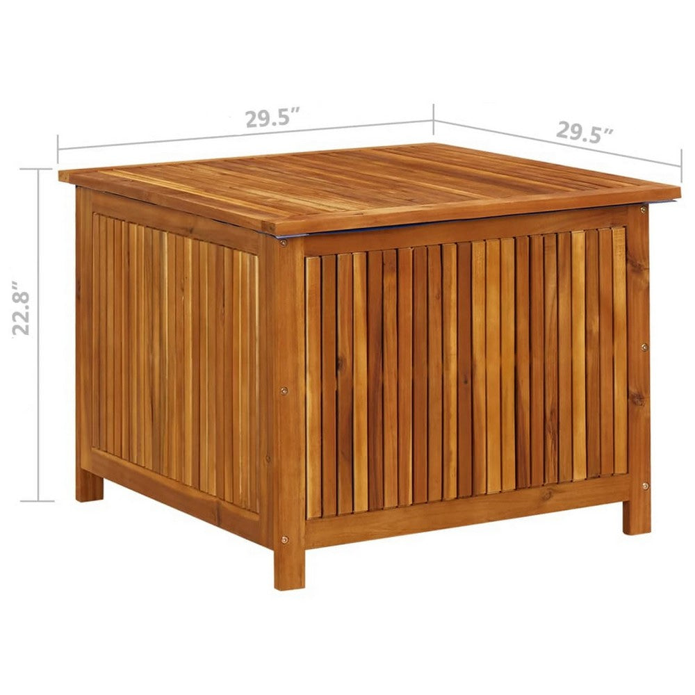 Misty Outdoor Storage Box 30’’ Square Natural Brown Solid Acacia Wood BM326261