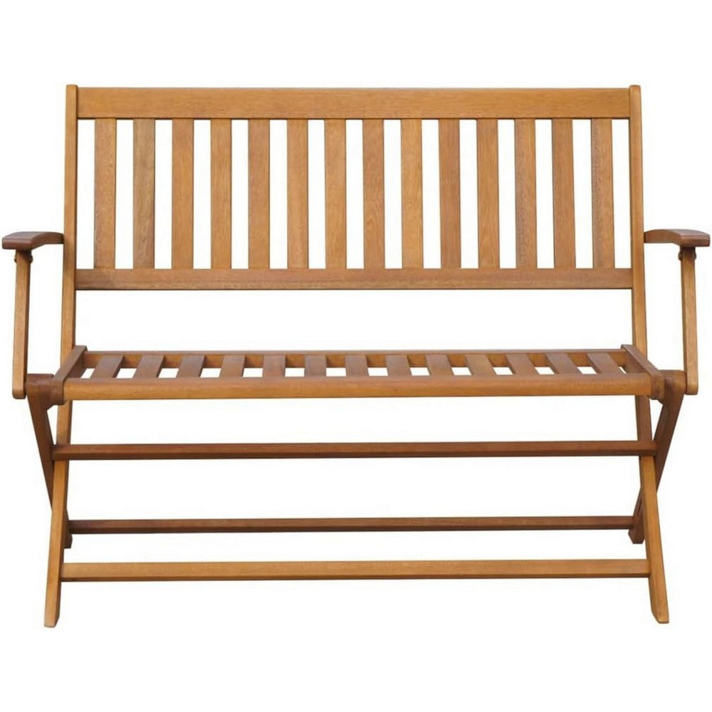 Jenny Outdoor Bench Gray Cushioned Seat X Legs 47’’ Acacia Wood BM326262