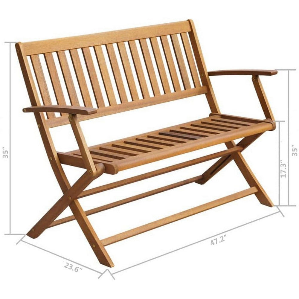 Jenny Outdoor Bench Gray Cushioned Seat X Legs 47’’ Acacia Wood BM326262