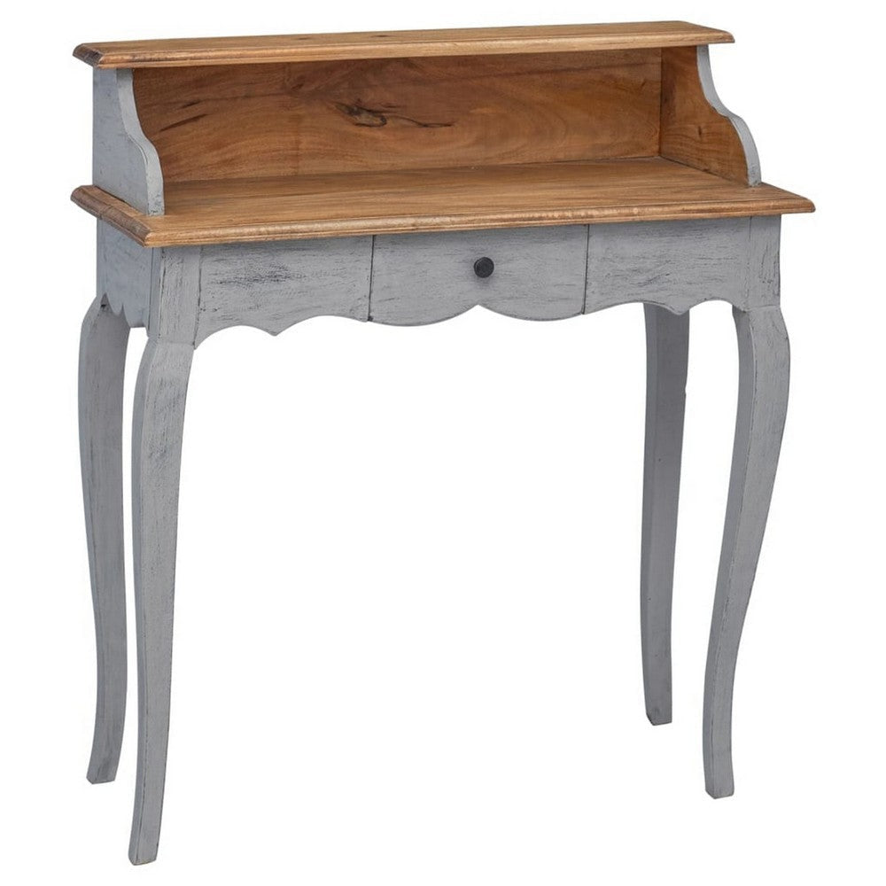 Accent Writing Desk, 36" Vintage Style Gray Reclaimed Solid Wood