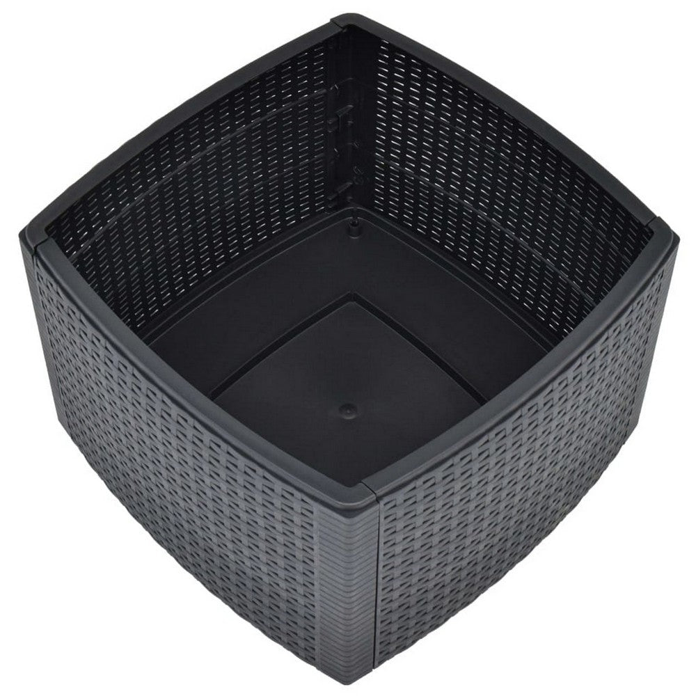 Outdoor Side End Table 21’’ Square Rattan Design Anthracite Gray BM326269