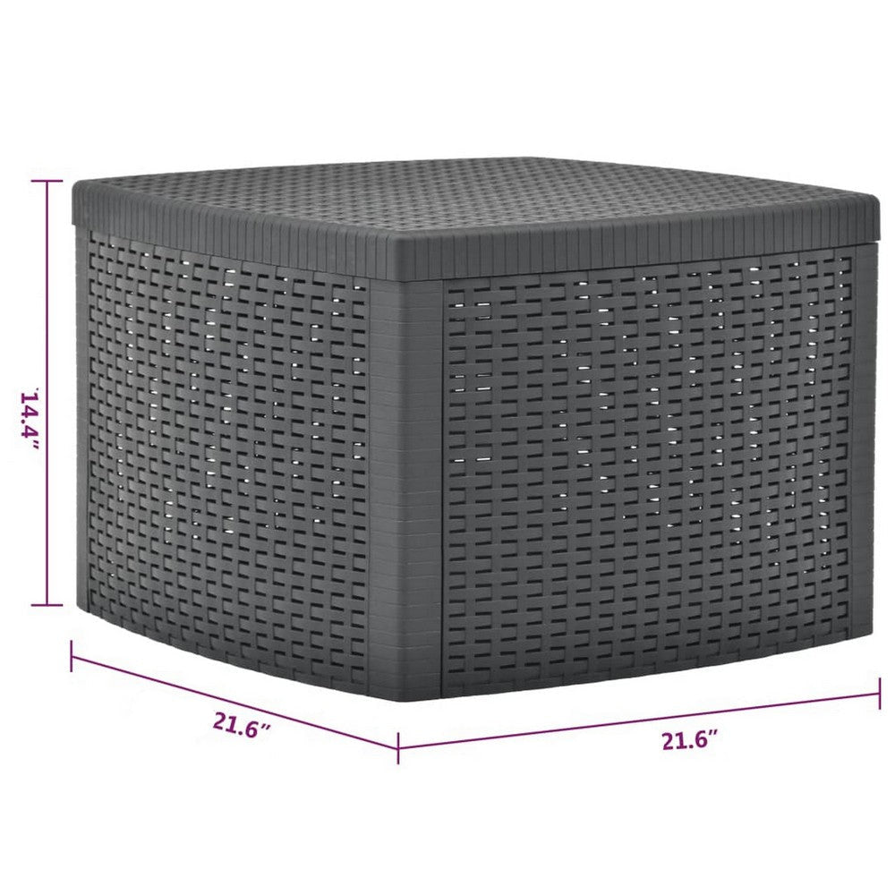 Outdoor Side End Table 21’’ Square Rattan Design Anthracite Gray BM326269