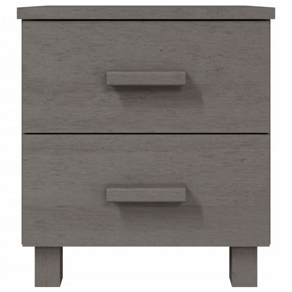 Bedsides Nightstand Set of 2 Square Modern Gray Solid Pine Wood Frame BM326271