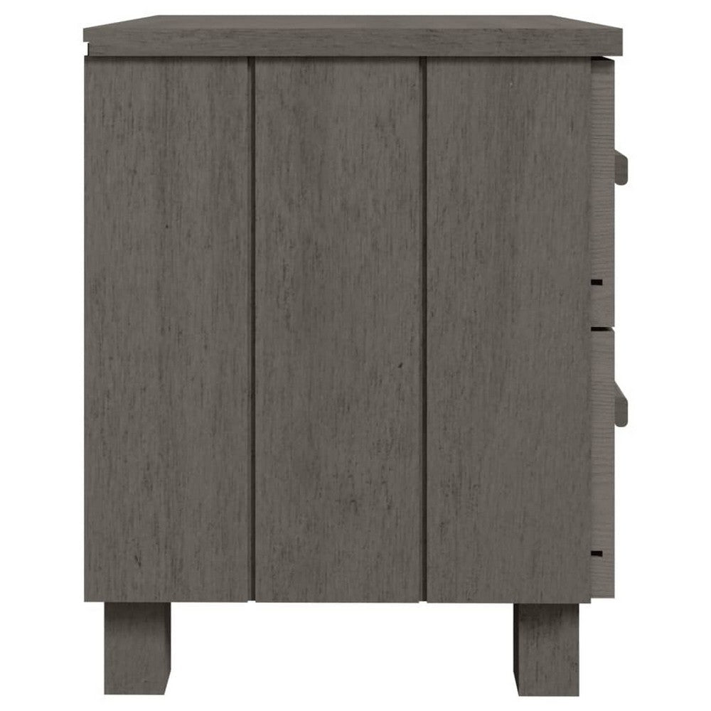 Bedsides Nightstand Set of 2 Square Modern Gray Solid Pine Wood Frame BM326271