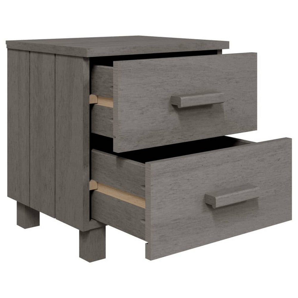 Bedsides Nightstand Set of 2 Square Modern Gray Solid Pine Wood Frame BM326271