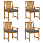 Blaire Outdoor Chairs Set of 4, Gray Seat, Brown Solid Acacia Wood