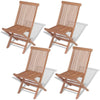 Outdoor Dining Set of 4, Folding Design, Natural Brown Teak Wood