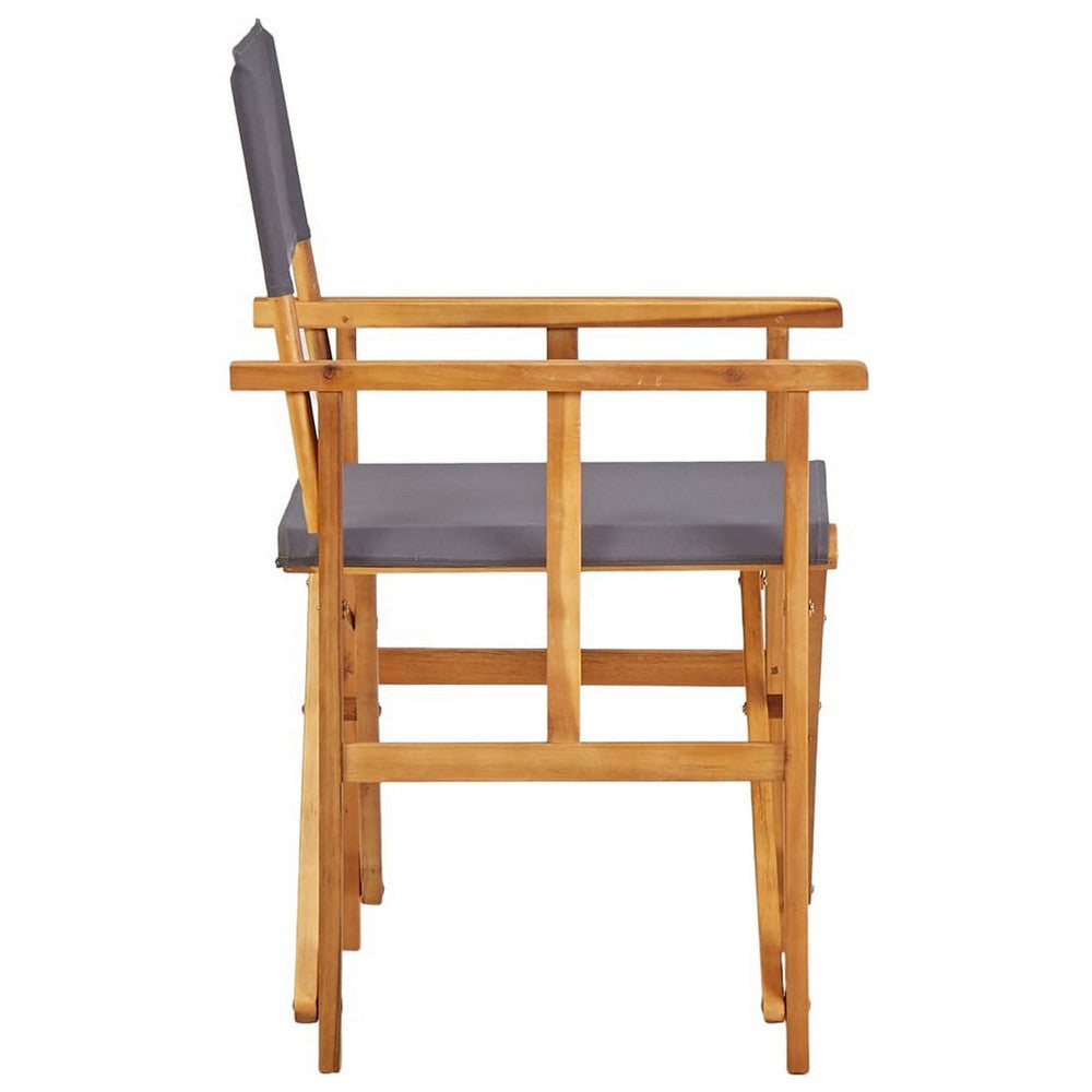 Outdoor Folding Directors Accent Set of 2 Gray Acacia Wood BM326287