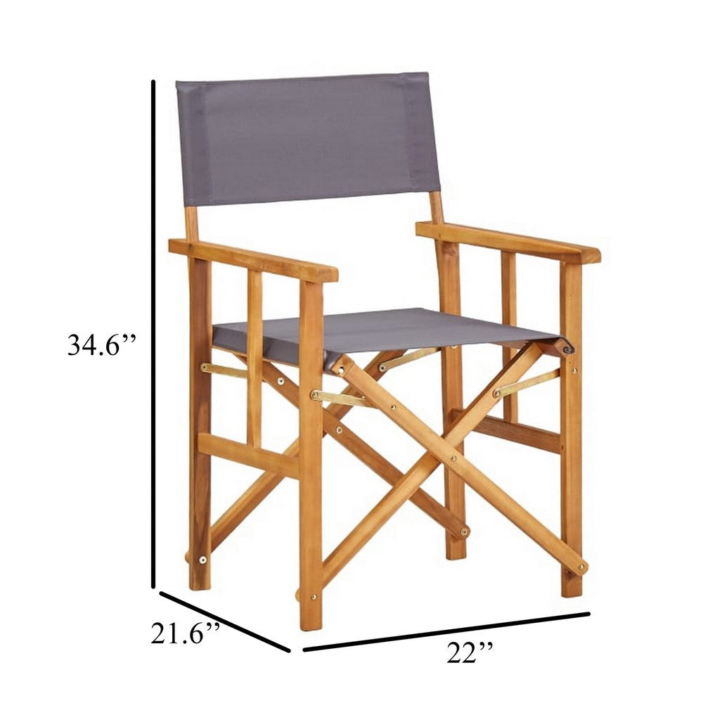 Outdoor Folding Directors Accent Set of 2 Gray Acacia Wood BM326287