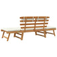 Outdoor Bench Folding 2 in 1 Style White Cushions Brown Acacia Wood BM326288