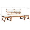 Outdoor Bench Folding 2 in 1 Style White Cushions Brown Acacia Wood BM326288