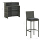 3pc Outdoor Bar Table Set with 2 Chairs Black Poly Rattan and Metal BM326291