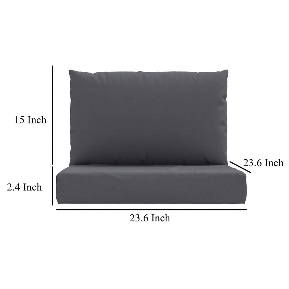 Paom 2pc Outdoor Pallet Cushion Set Plush Patio Black Oxford Fabric BM326293