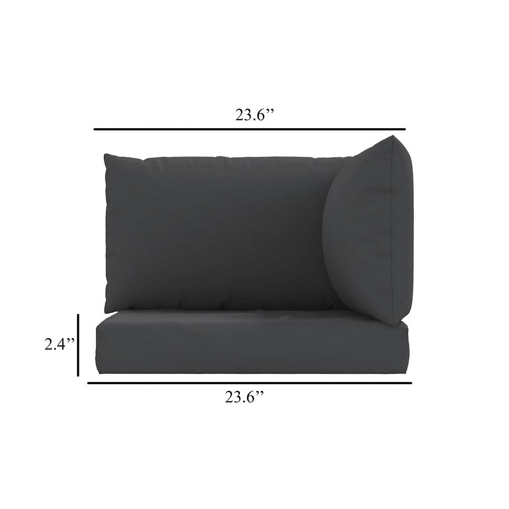 Paom 3pc Outdoor Pallet Cushion Set Plush Patio Black Oxford Fabric BM326294