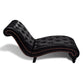 Accent Chaise Lounger Curved Deep Button Tufted Black Faux Leather BM326295