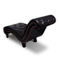 Accent Chaise Lounger Curved Deep Button Tufted Black Faux Leather BM326295