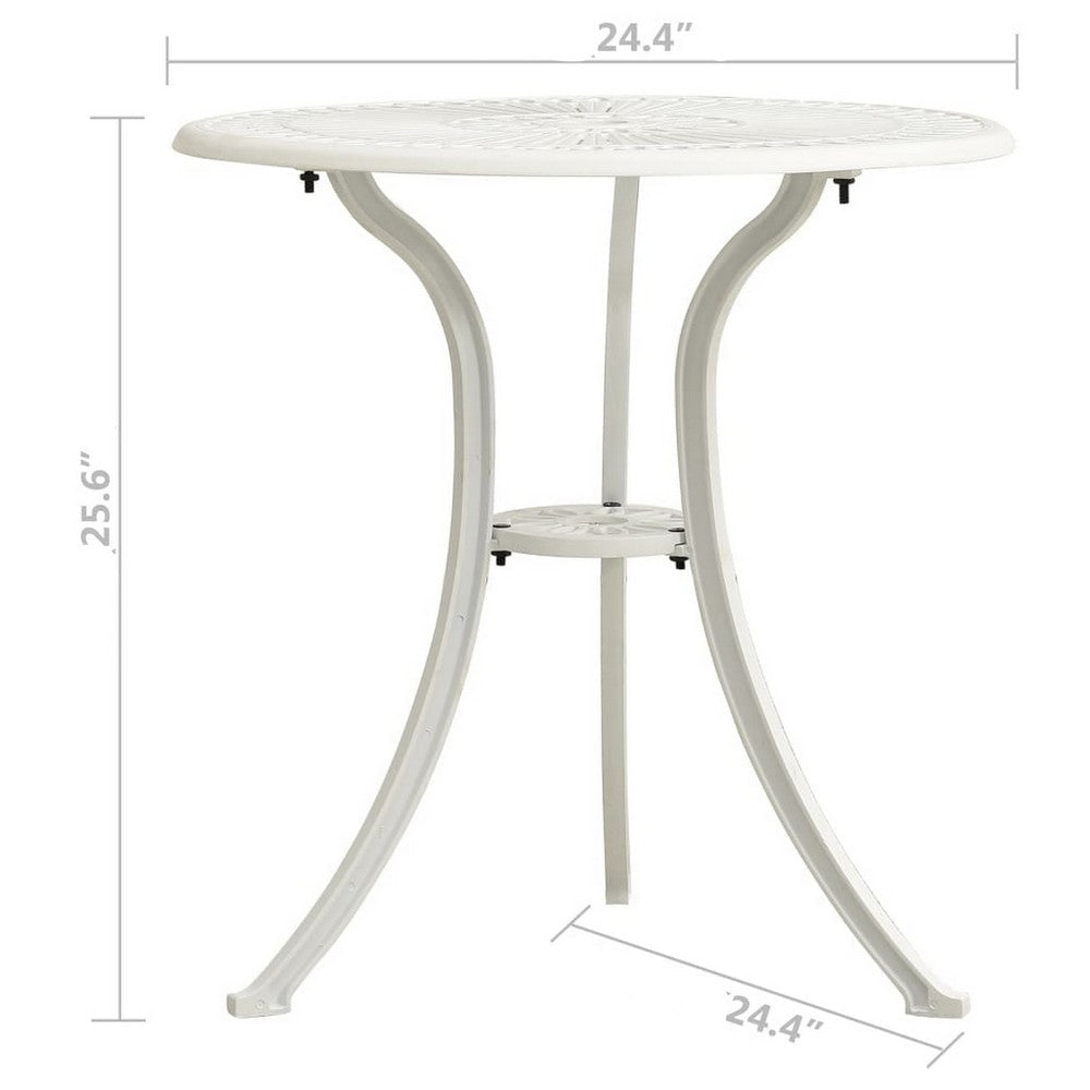 Outdoor Side Bistro Table 24’’ White Top Aluminum Curved Legs BM326296