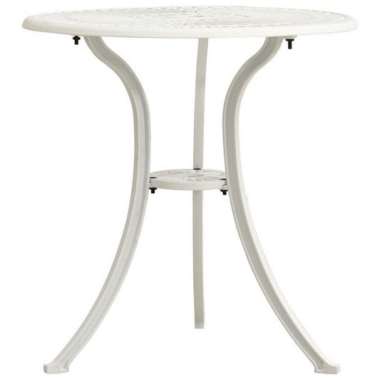 Outdoor Side Bistro Table, 24" White Top, Aluminum Curved Legs