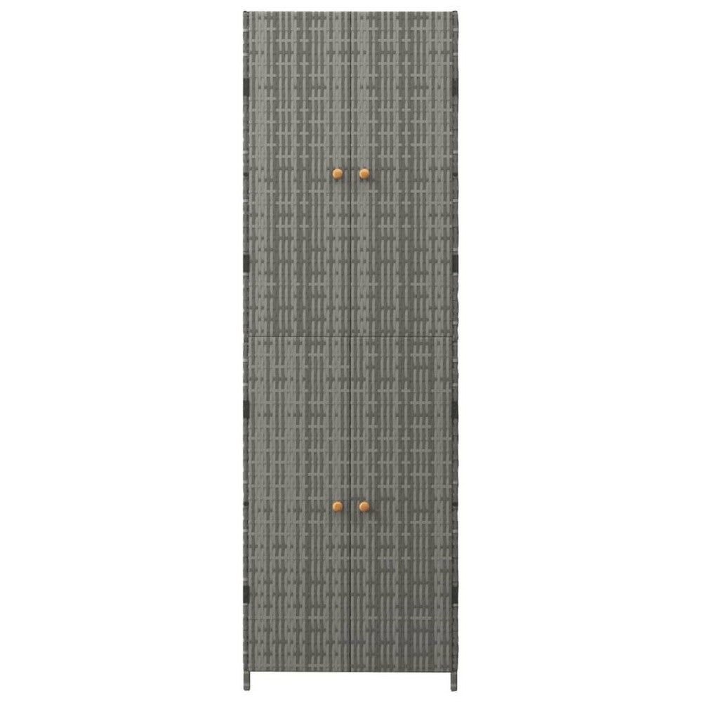 Outdoor Garden 71’’ Tall Storage Cabinet 2 Doors Gray Rattan Wood BM326298