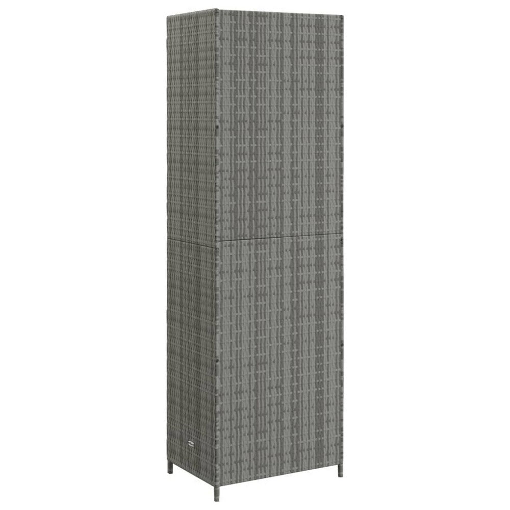 Outdoor Garden 71’’ Tall Storage Cabinet 2 Doors Gray Rattan Wood BM326298