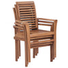 Outdoor Dining Side Set of 2 Slatted Design Brown Teak Wood BM326299