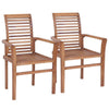 Outdoor Dining Side Set of 2, Slatted Design, Brown Teak Wood