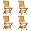 Zia Outdoor Foldable Dining Set of 4, Cushions, Brown Teak Wood