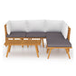 Roma 6pc Modular Outdoor Sofa and Table Set Solid Wood White Gray BM326308