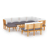 Roma 9pc Modular Outdoor Sofa and Table Set, Solid Wood, Gray, White