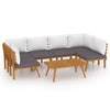 Roma 7pc Modular Outdoor Sofa and Table Set, Solid Wood, Gray White