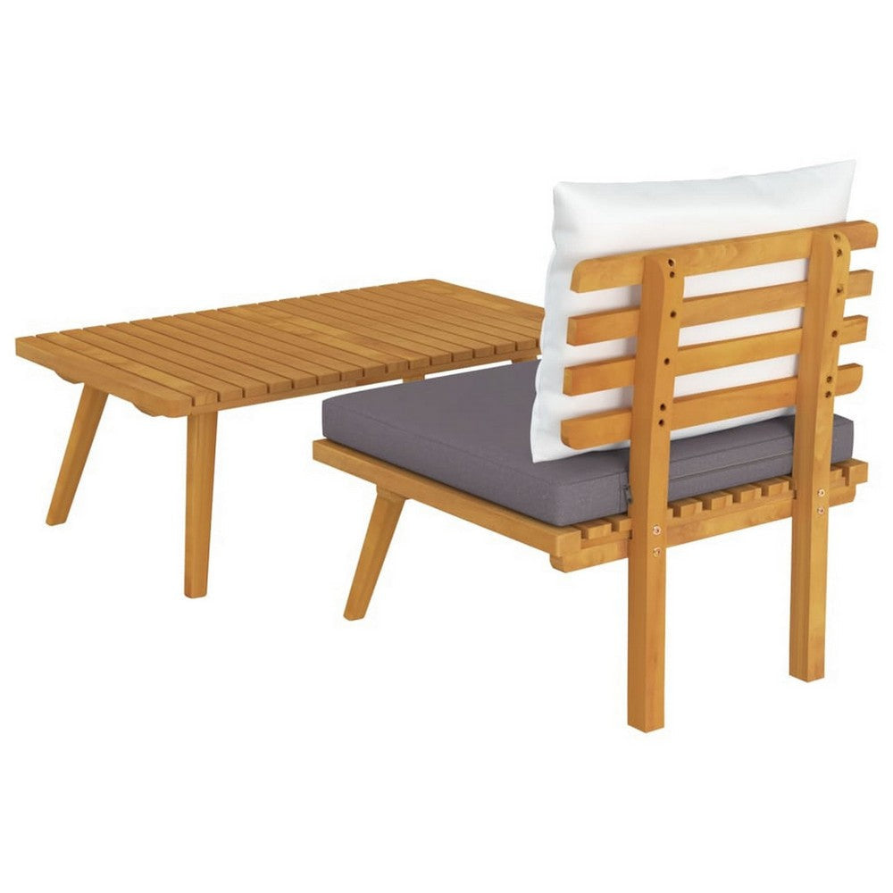 Roma 2pc Modular Outdoor and Table Set Solid Wood Gray White BM326315