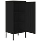 Tall Storage Cabinet 1 Door 2 Shelves Modern Matte Black Steel BM326316