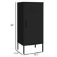 Tall Storage Cabinet 1 Door 2 Shelves Modern Matte Black Steel BM326316