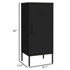 Tall Storage Cabinet 1 Door 2 Shelves Modern Matte Black Steel BM326316