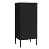 Tall Storage Cabinet, 1 Door, 2 Shelves, Modern Matte Black Steel