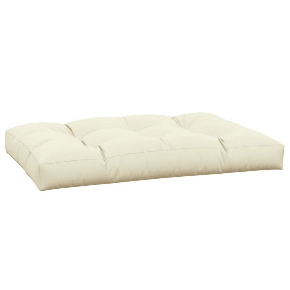 Moni Outdoor Cushion for Bench, Plush Tufted Ivory Oxford Fabric