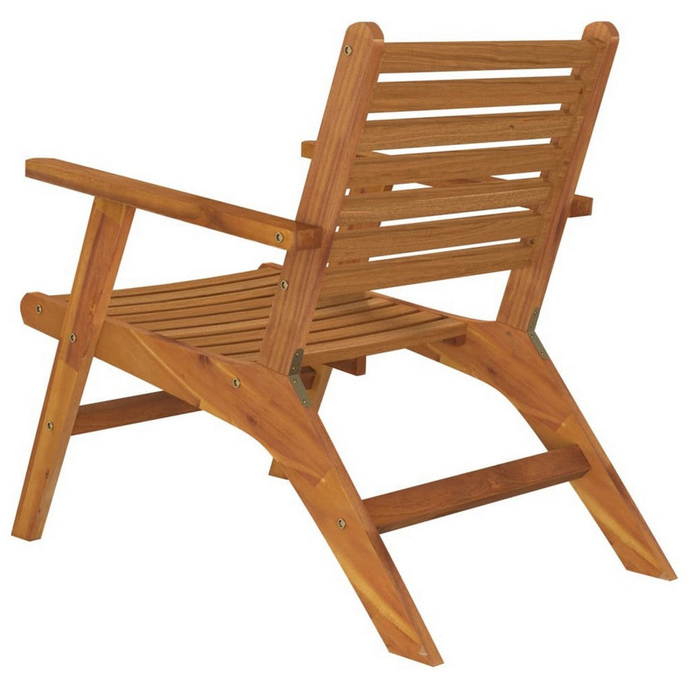 Outdoor Set of 2 Slatted Design Acacia Wood Brown Finish BM326324