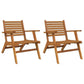 Outdoor Set of 2, Slatted Design, Acacia Wood, Brown Finish