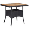 Outdoor Dining Table, 31" Square Acacia Wood Top, Black Rattan Base