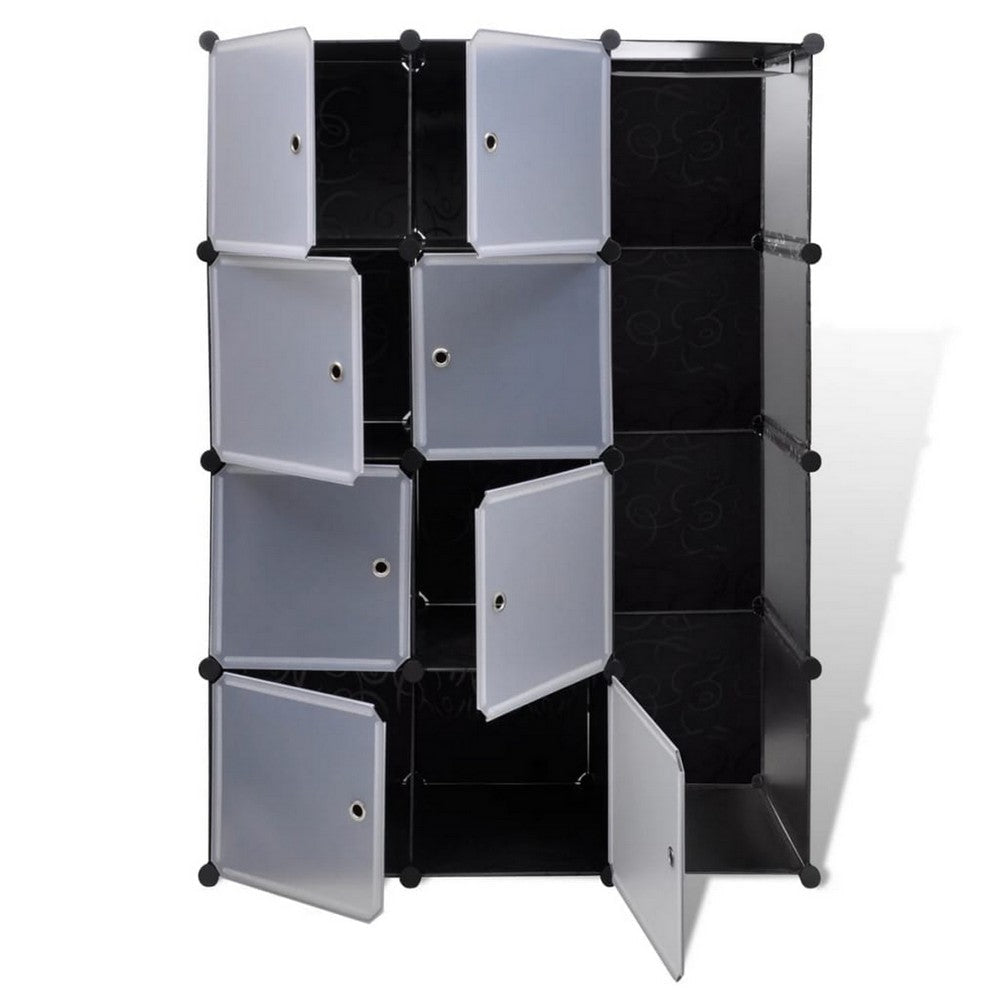 Modular Cabinet 8 Storage n Hanging Compartments Black White 59’’ BM326330