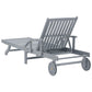 Outdoor Sun Chaise Lounger Slatted Gray Acacia Wood Frame w Wheels BM326333