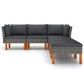 Feno 6pc Outdoor Modular Lounge L Sofa 3 Ottomans Dark Gray Rattan BM326334