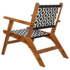 Outdoor Set of 2 Black White Print Brown Solid Acacia Wood BM326335