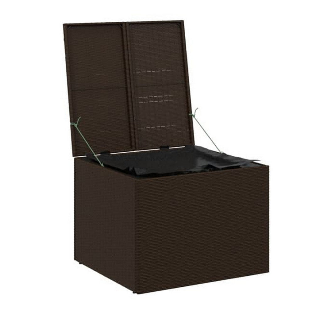 Outdoor Garden Storage Box Removable Bag Brown Poly Rattan Woven BM326340