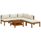 Lave 6pc Outdoor Modular L Sofa Set, Ivory Cushions, Wood Coffee Table